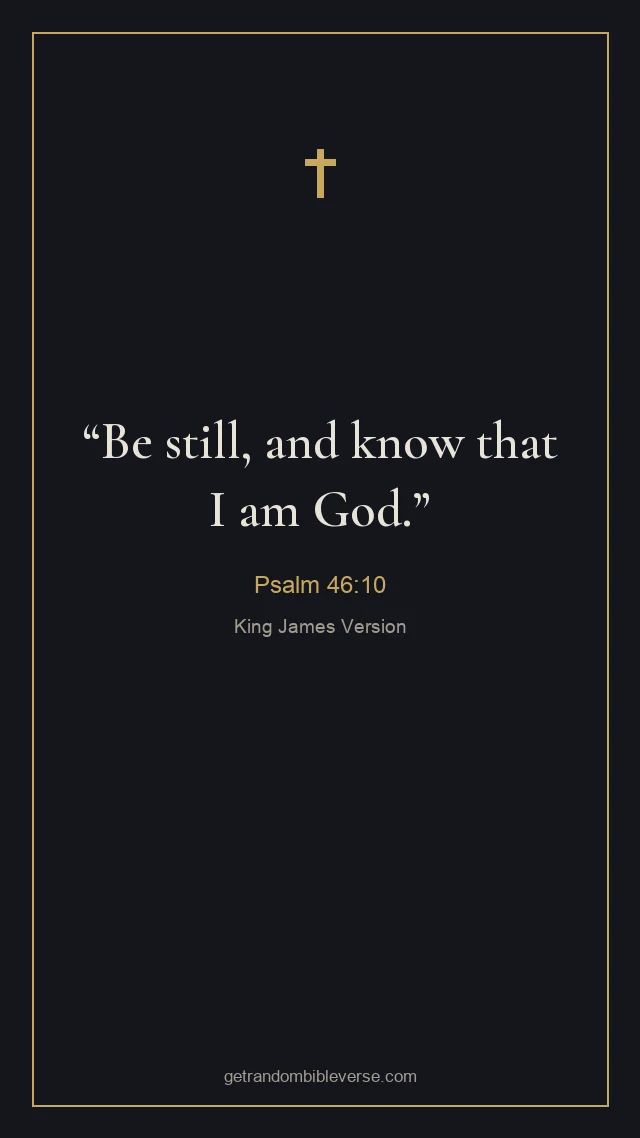 Random Bible verse image card with Psalm 46:10 in the dark night theme
